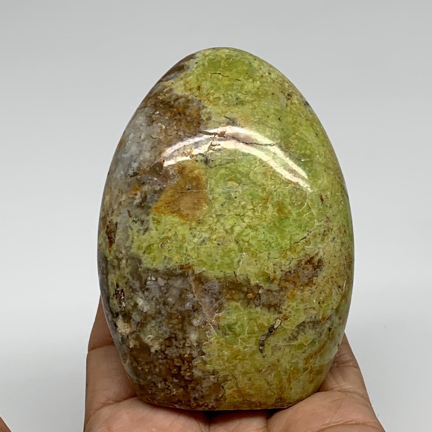 0.68 lbs, 3.6"x2.6"x1.7", Green Opal Crystal Freeform Polished Gemstone, B34154