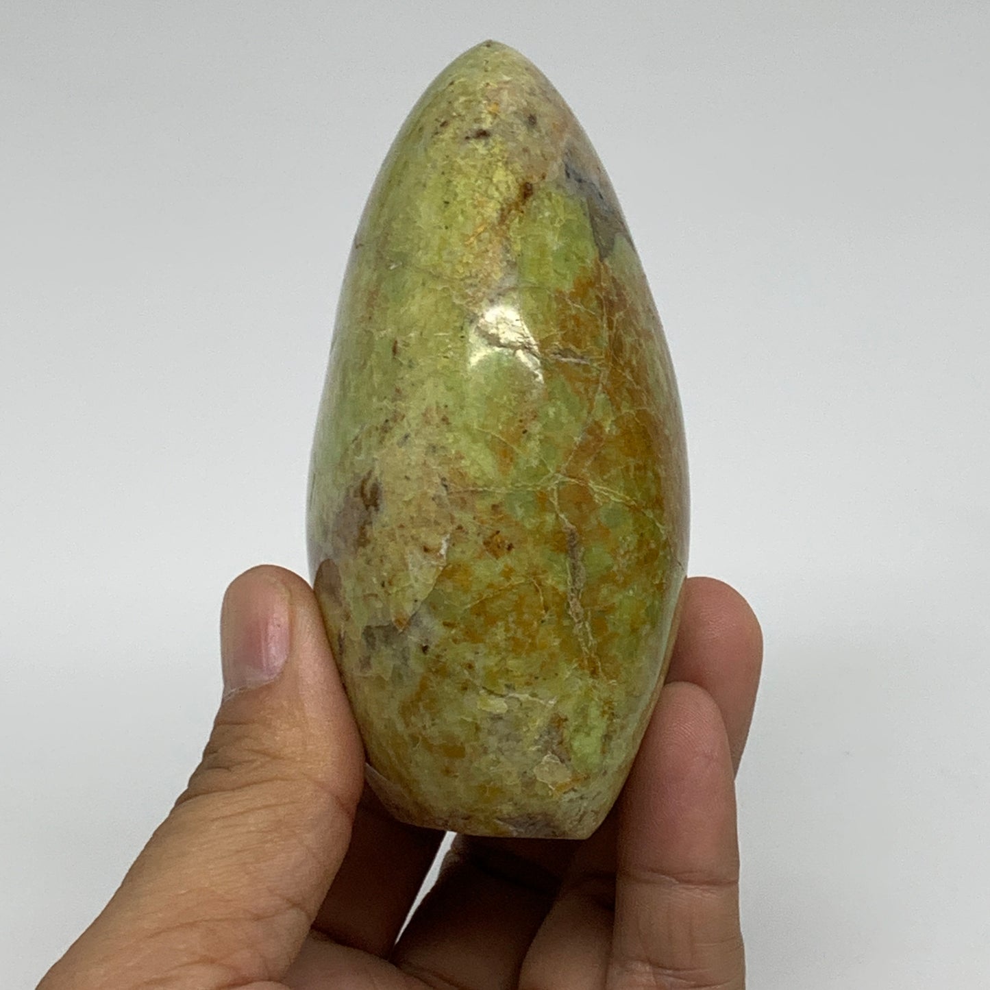 0.68 lbs, 3.6"x2.6"x1.7", Green Opal Crystal Freeform Polished Gemstone, B34154