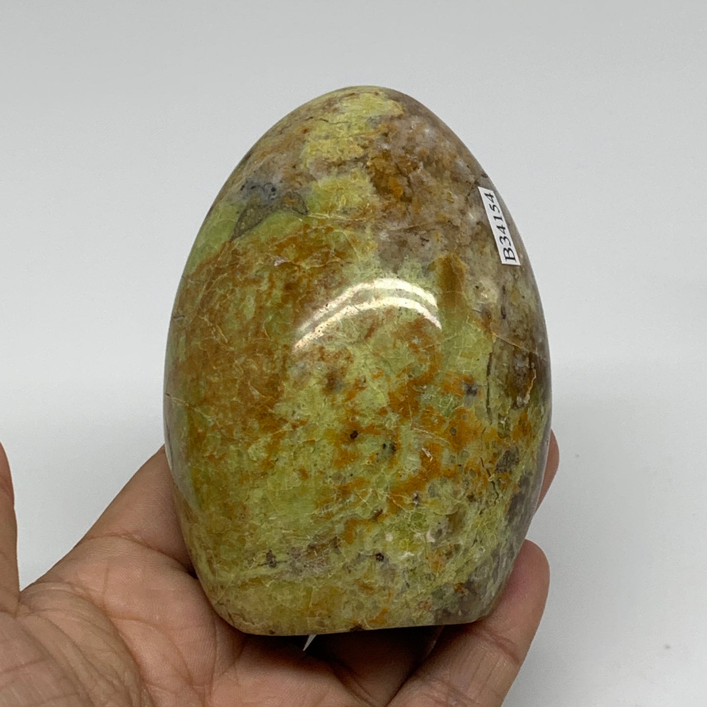 0.68 lbs, 3.6"x2.6"x1.7", Green Opal Crystal Freeform Polished Gemstone, B34154