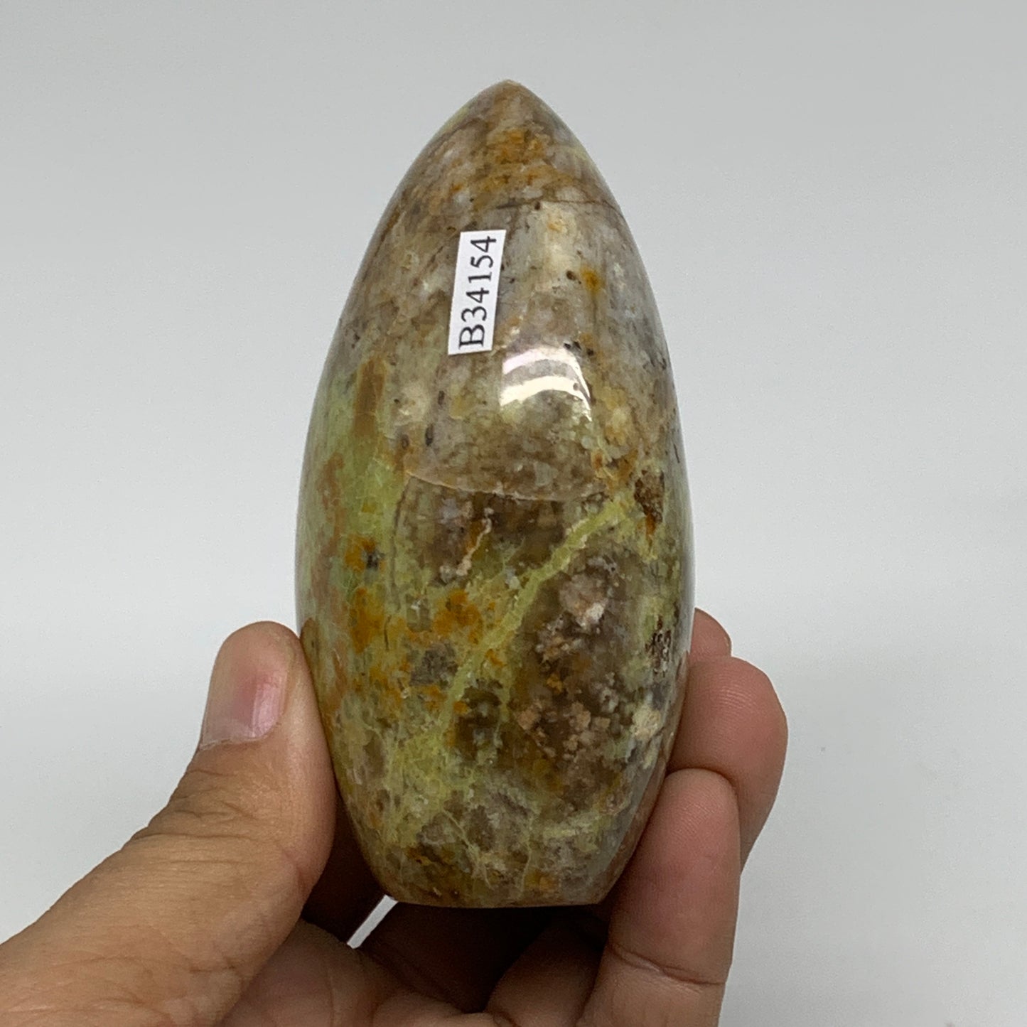 0.68 lbs, 3.6"x2.6"x1.7", Green Opal Crystal Freeform Polished Gemstone, B34154