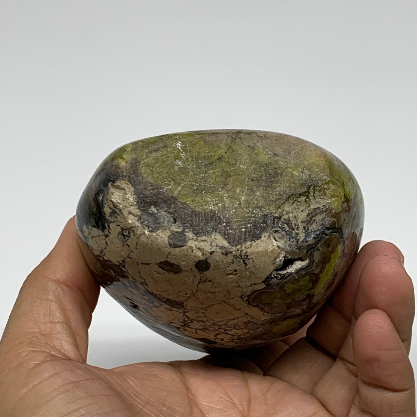 1.21 lbs, 4.1"x3.1"x2", Green Opal Crystal Freeform Polished Gemstone, B34156