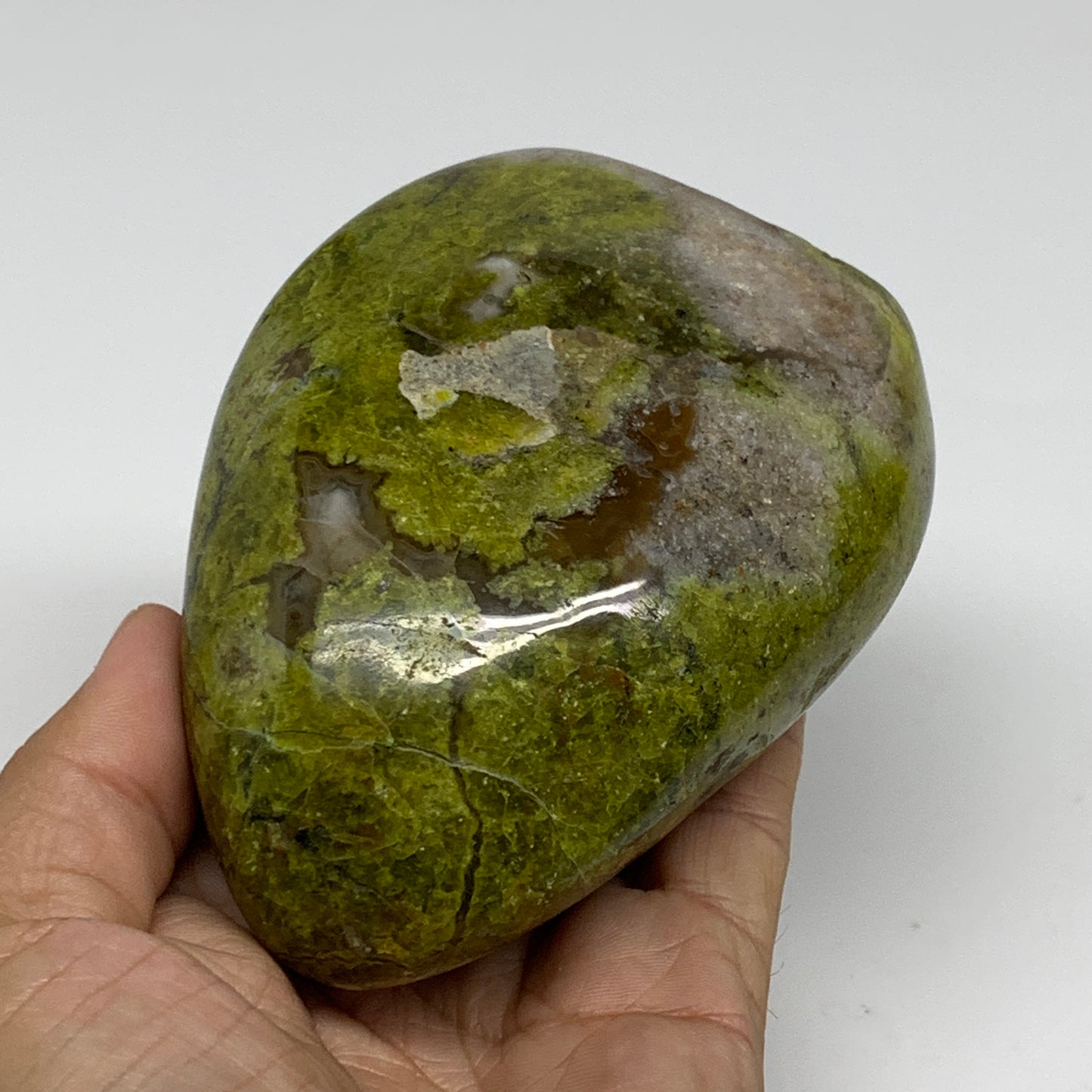 1.21 lbs, 4.1"x3.1"x2", Green Opal Crystal Freeform Polished Gemstone, B34156