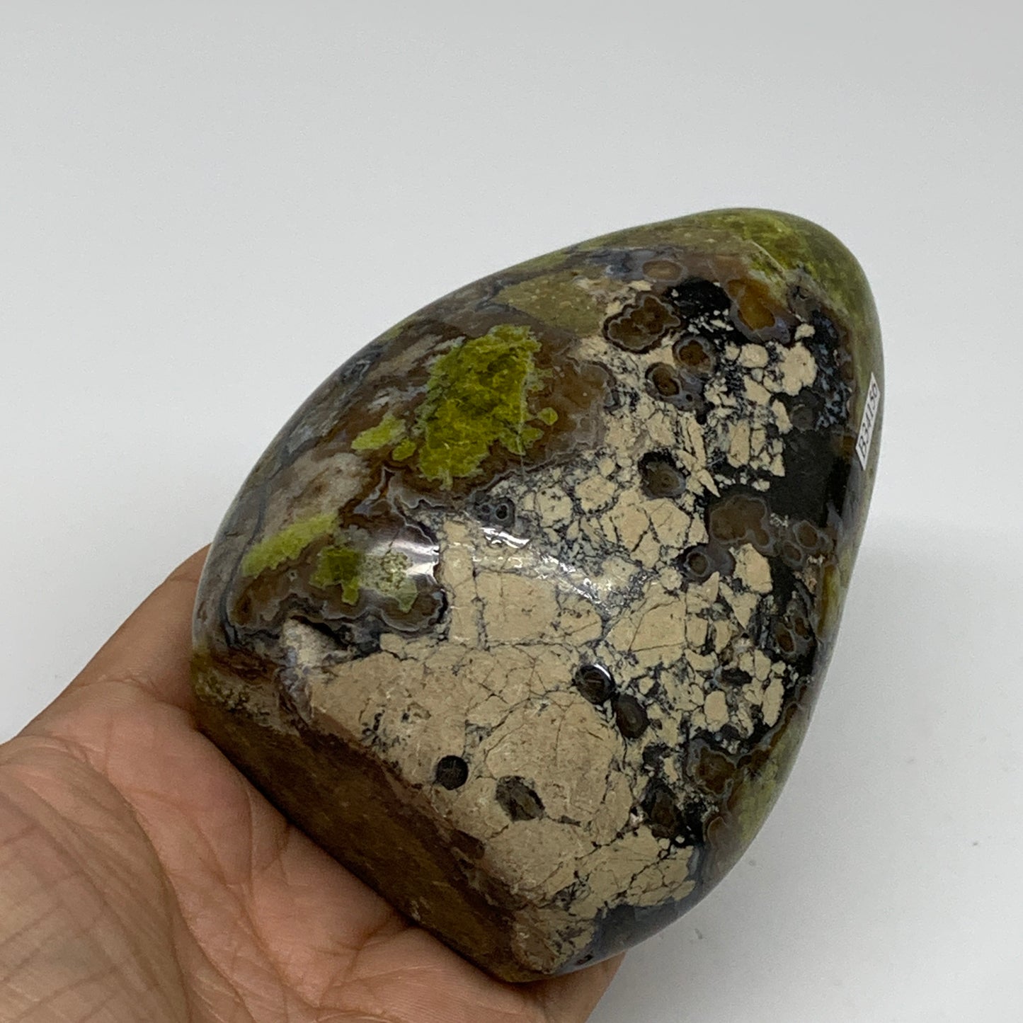 1.21 lbs, 4.1"x3.1"x2", Green Opal Crystal Freeform Polished Gemstone, B34156