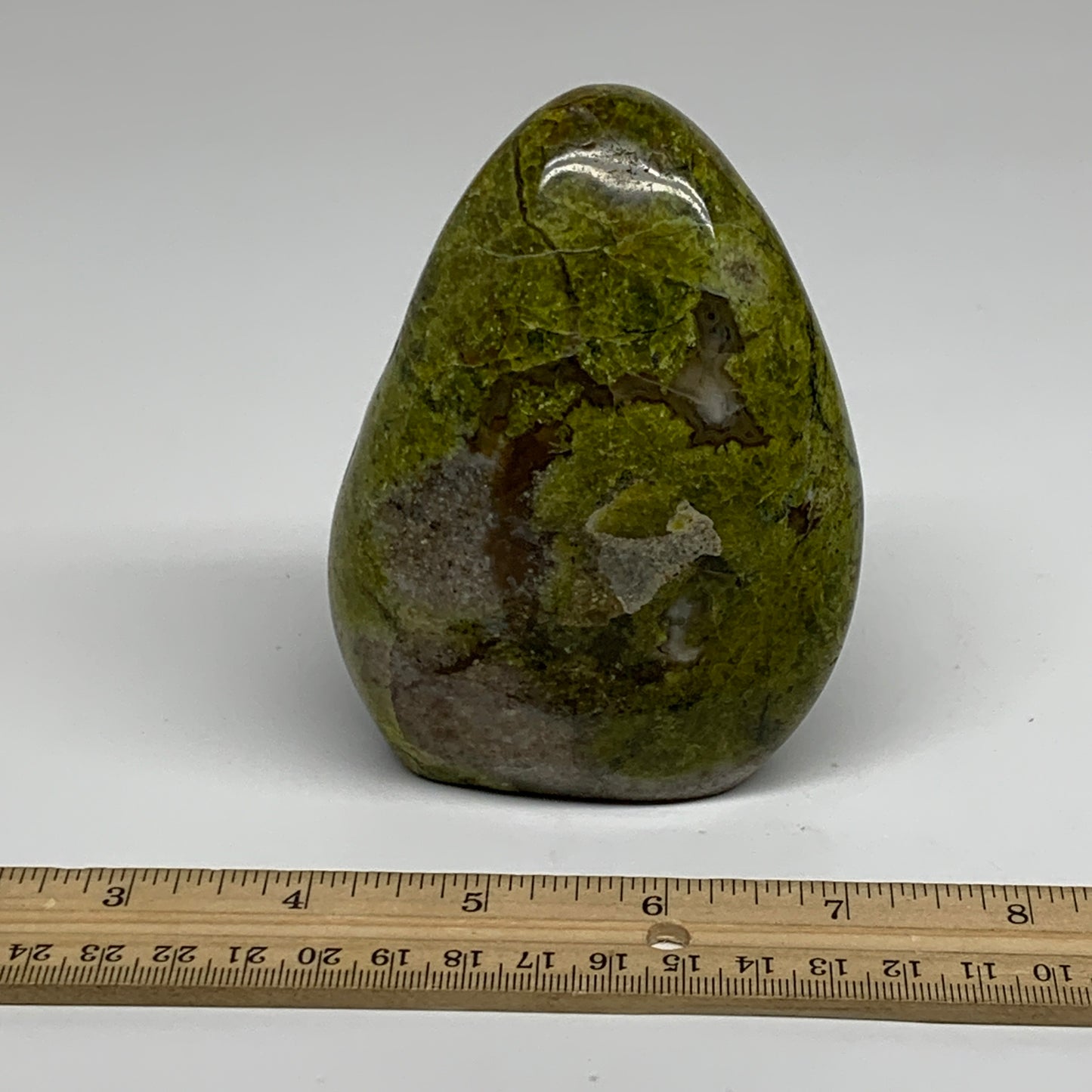 1.21 lbs, 4.1"x3.1"x2", Green Opal Crystal Freeform Polished Gemstone, B34156