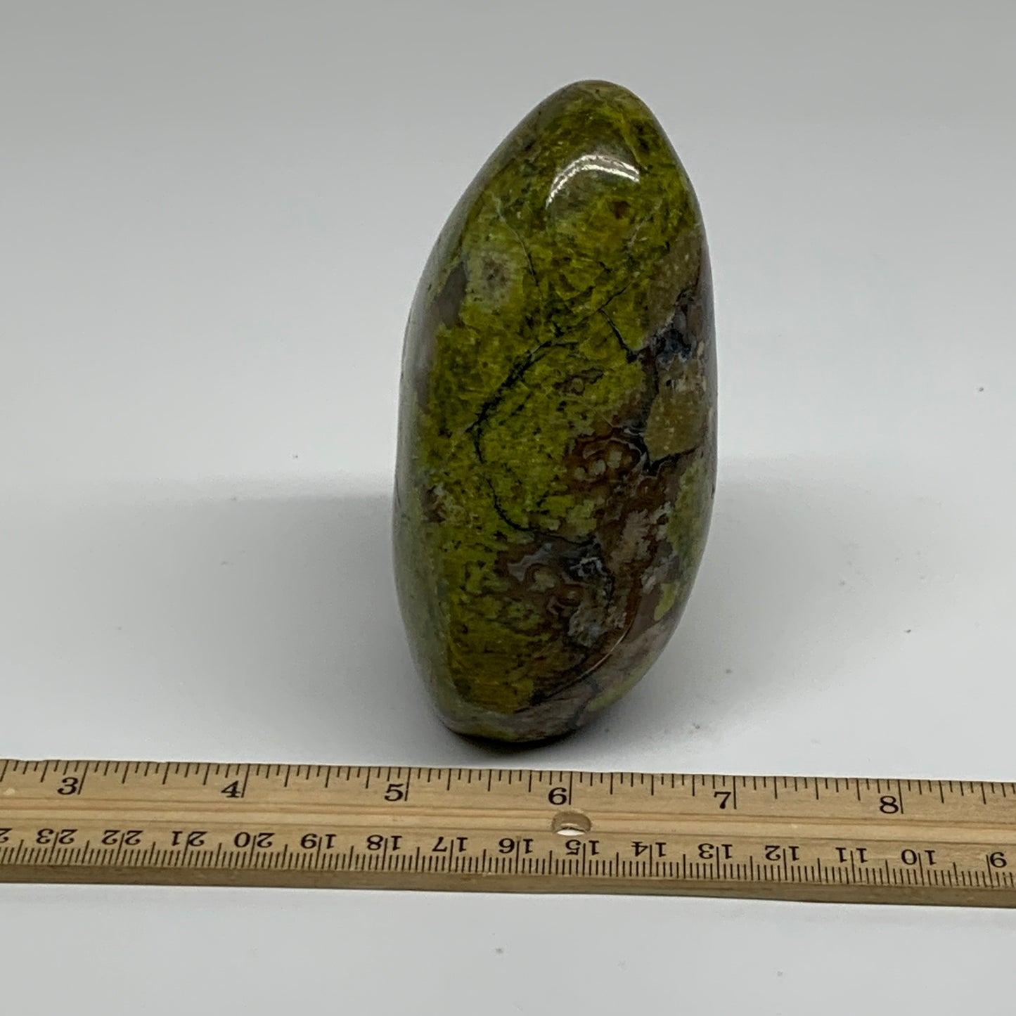 1.21 lbs, 4.1"x3.1"x2", Green Opal Crystal Freeform Polished Gemstone, B34156