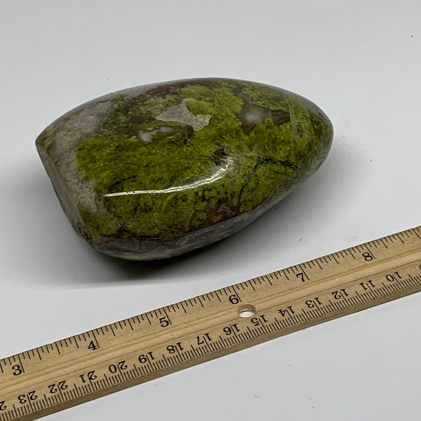 1.21 lbs, 4.1"x3.1"x2", Green Opal Crystal Freeform Polished Gemstone, B34156