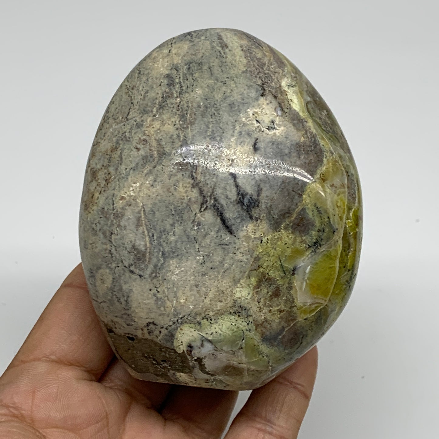 0.92 lbs, 3.5"x2.7"x2", Green Opal Crystal Freeform Polished Gemstone, B34158