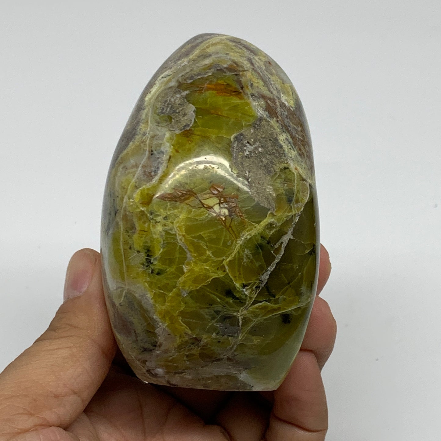 0.92 lbs, 3.5"x2.7"x2", Green Opal Crystal Freeform Polished Gemstone, B34158