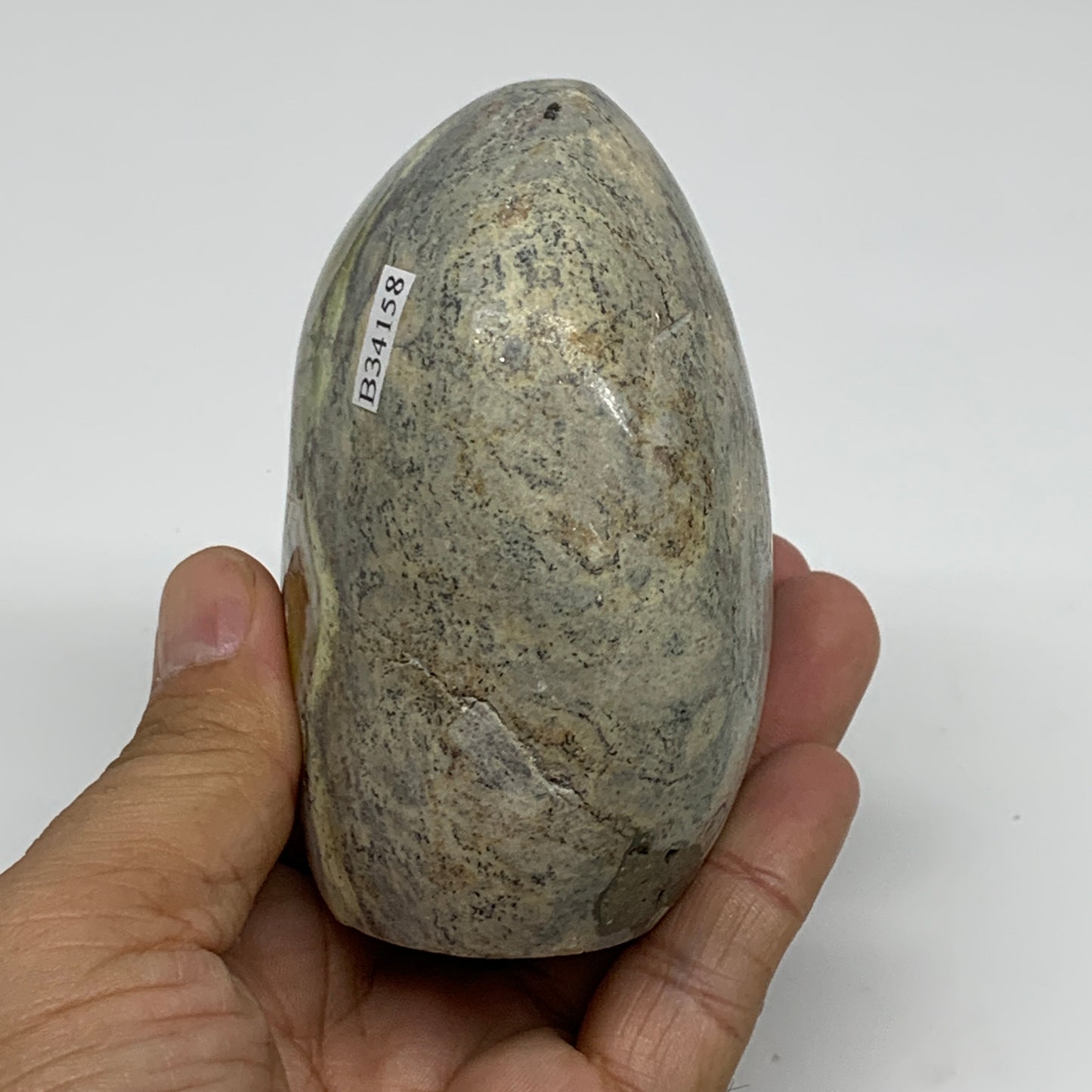 0.92 lbs, 3.5"x2.7"x2", Green Opal Crystal Freeform Polished Gemstone, B34158