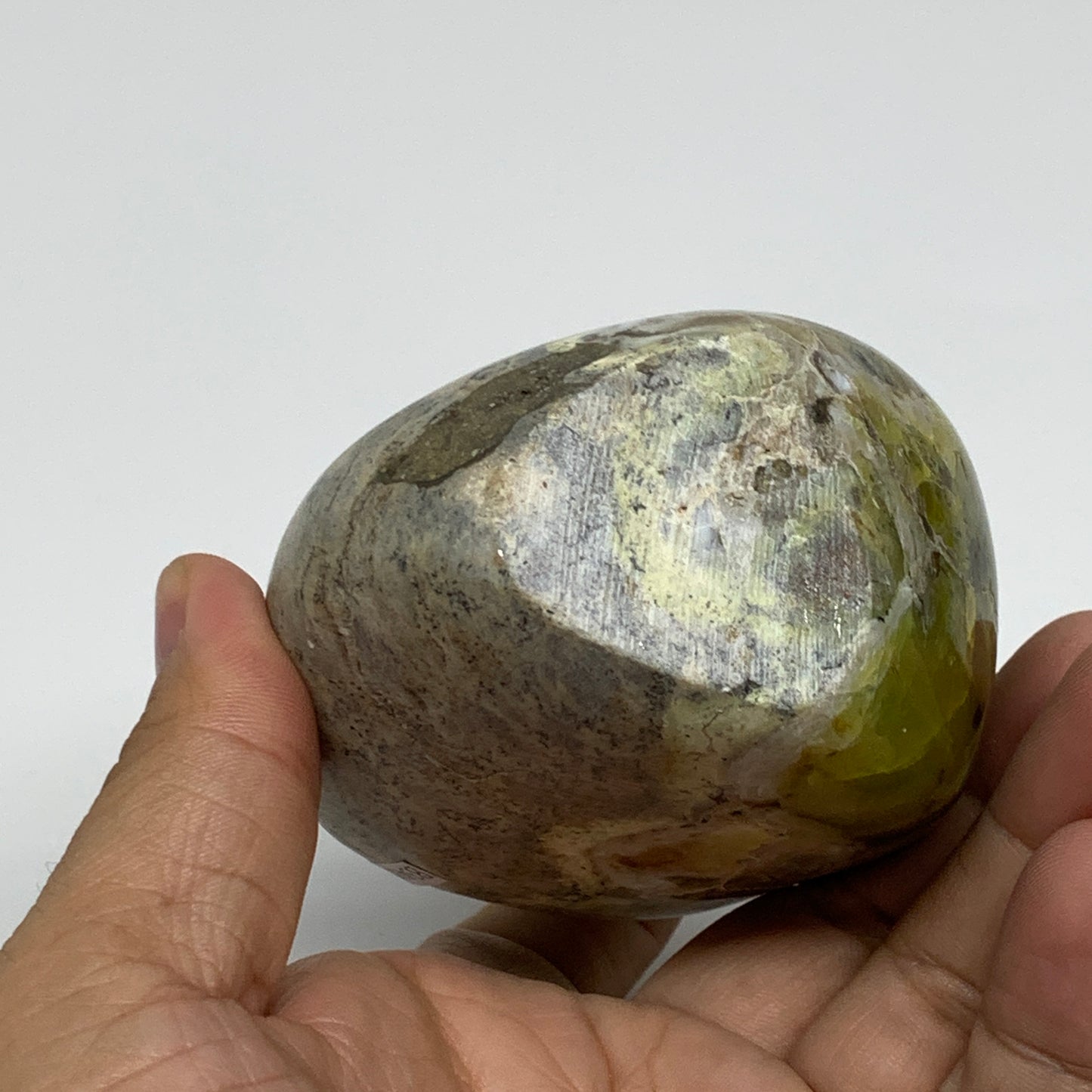 0.92 lbs, 3.5"x2.7"x2", Green Opal Crystal Freeform Polished Gemstone, B34158