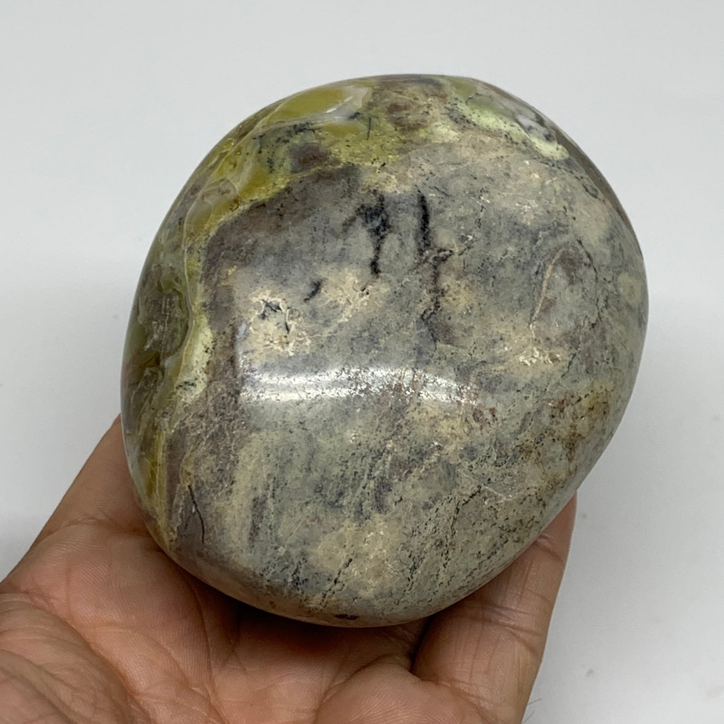 0.92 lbs, 3.5"x2.7"x2", Green Opal Crystal Freeform Polished Gemstone, B34158