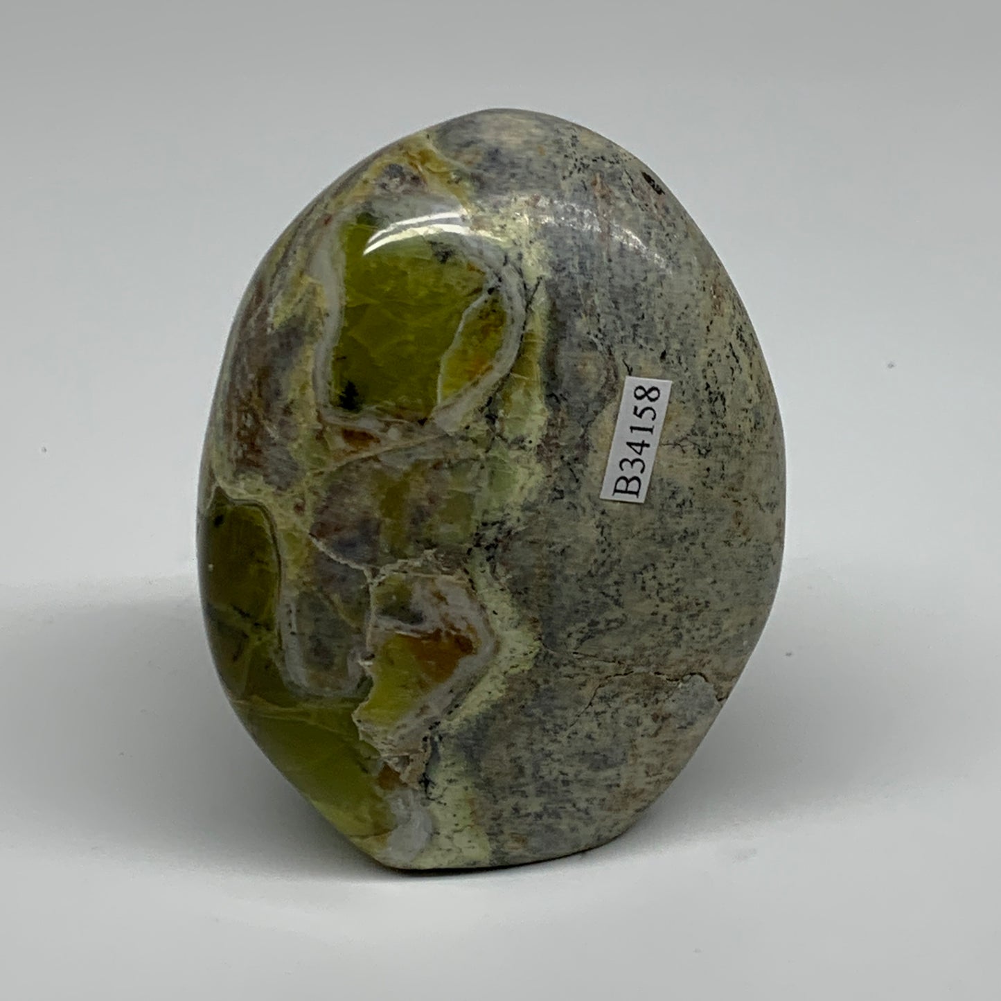 0.92 lbs, 3.5"x2.7"x2", Green Opal Crystal Freeform Polished Gemstone, B34158