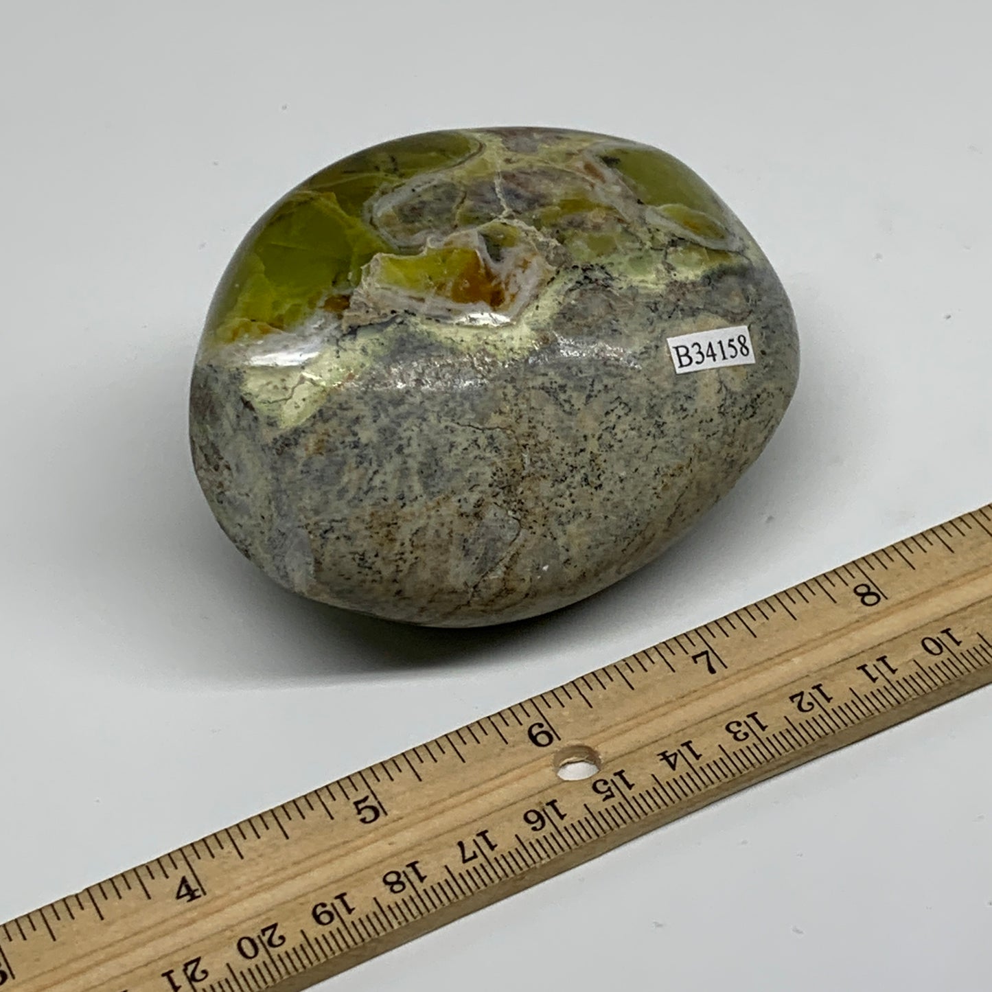 0.92 lbs, 3.5"x2.7"x2", Green Opal Crystal Freeform Polished Gemstone, B34158