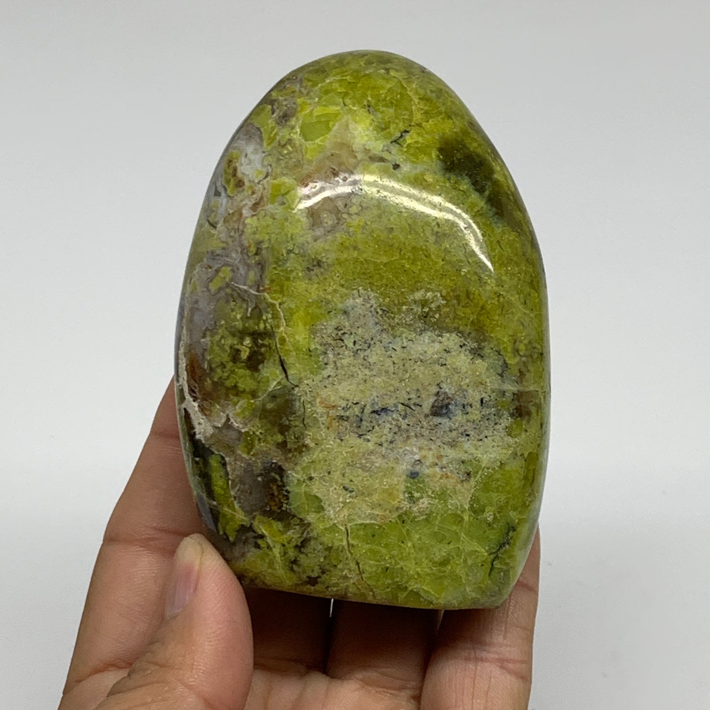 0.59 lbs, 3.4"x2.3"x.1.4", Green Opal Crystal Freeform Polished Gemstone, B34159
