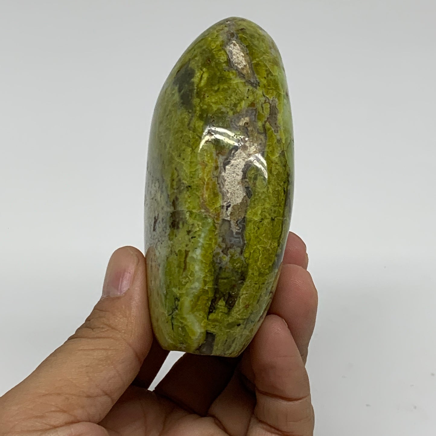 0.59 lbs, 3.4"x2.3"x.1.4", Green Opal Crystal Freeform Polished Gemstone, B34159