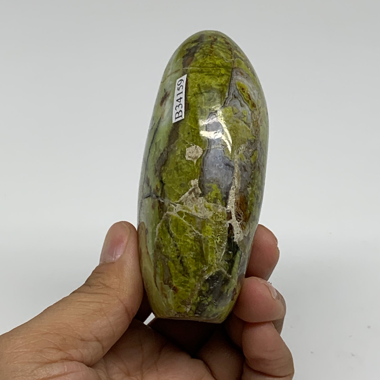 0.59 lbs, 3.4"x2.3"x.1.4", Green Opal Crystal Freeform Polished Gemstone, B34159