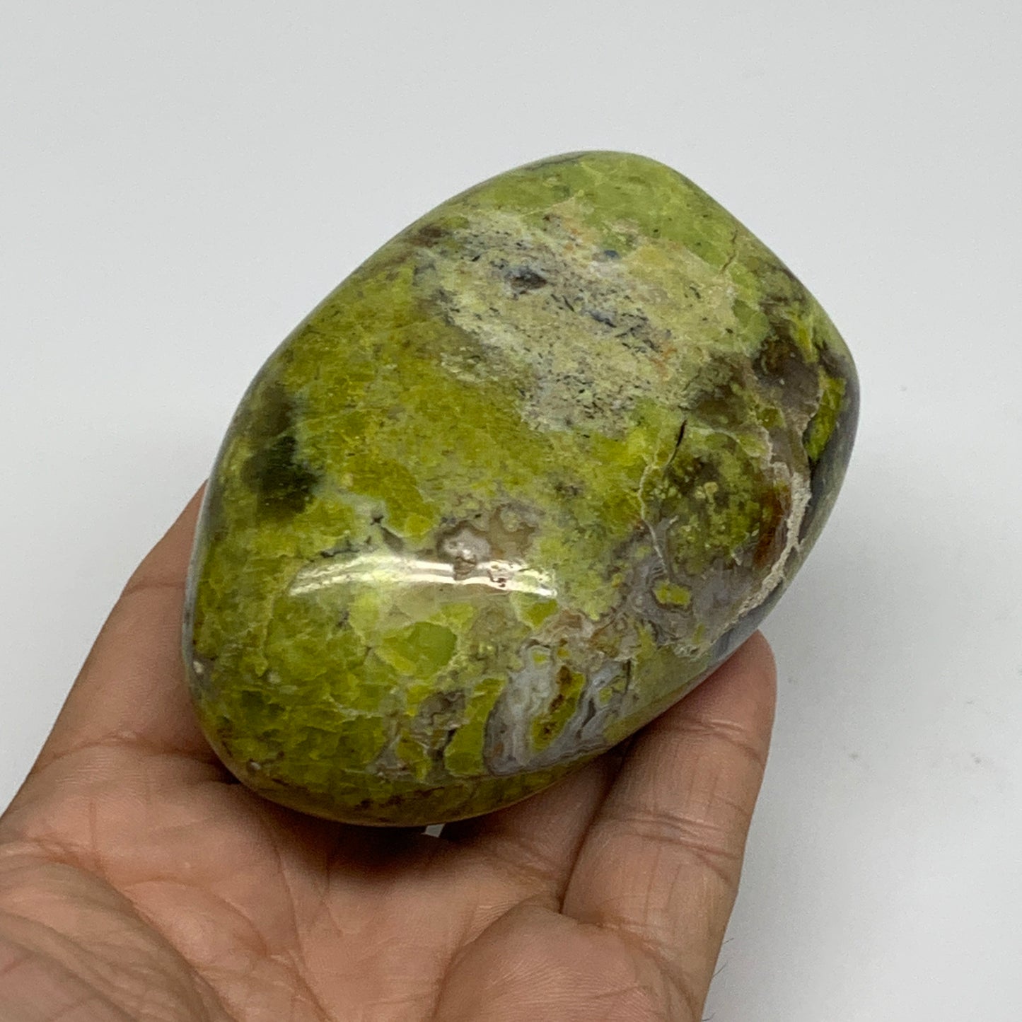 0.59 lbs, 3.4"x2.3"x.1.4", Green Opal Crystal Freeform Polished Gemstone, B34159