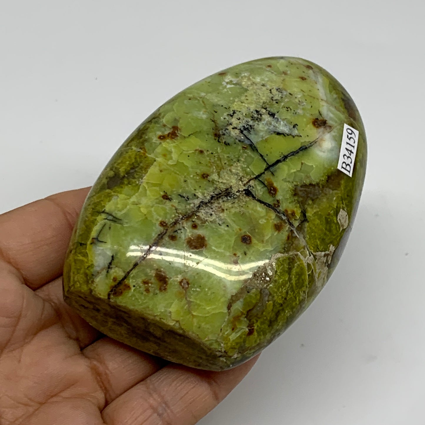 0.59 lbs, 3.4"x2.3"x.1.4", Green Opal Crystal Freeform Polished Gemstone, B34159