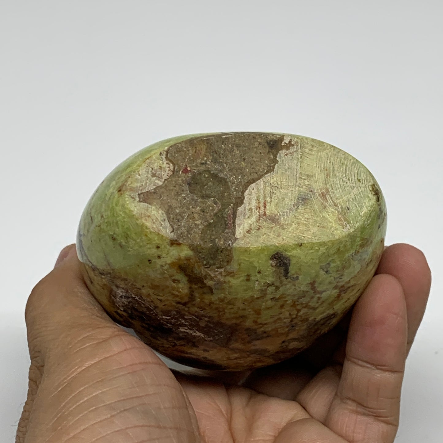 0.81 lbs, 3.7"x2.9"x.1.9", Green Opal Crystal Freeform Polished Gemstone, B34160