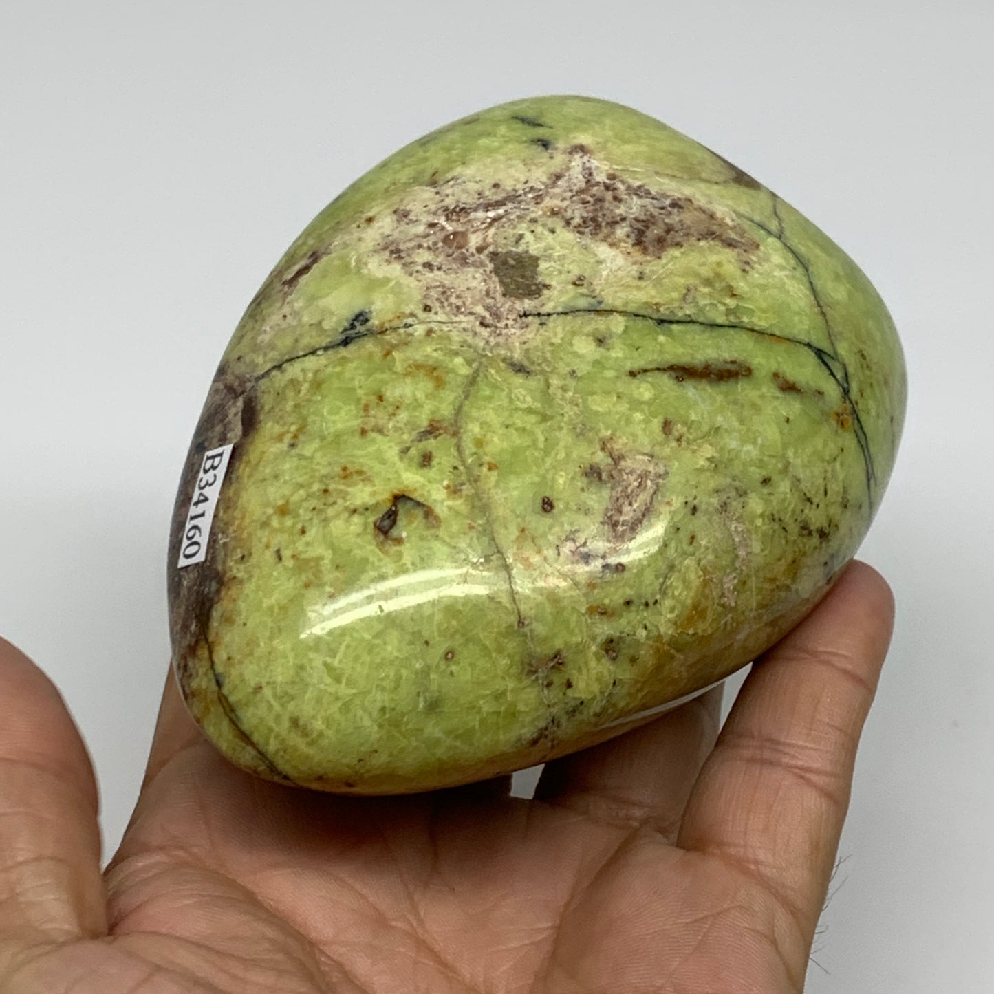 0.81 lbs, 3.7"x2.9"x.1.9", Green Opal Crystal Freeform Polished Gemstone, B34160