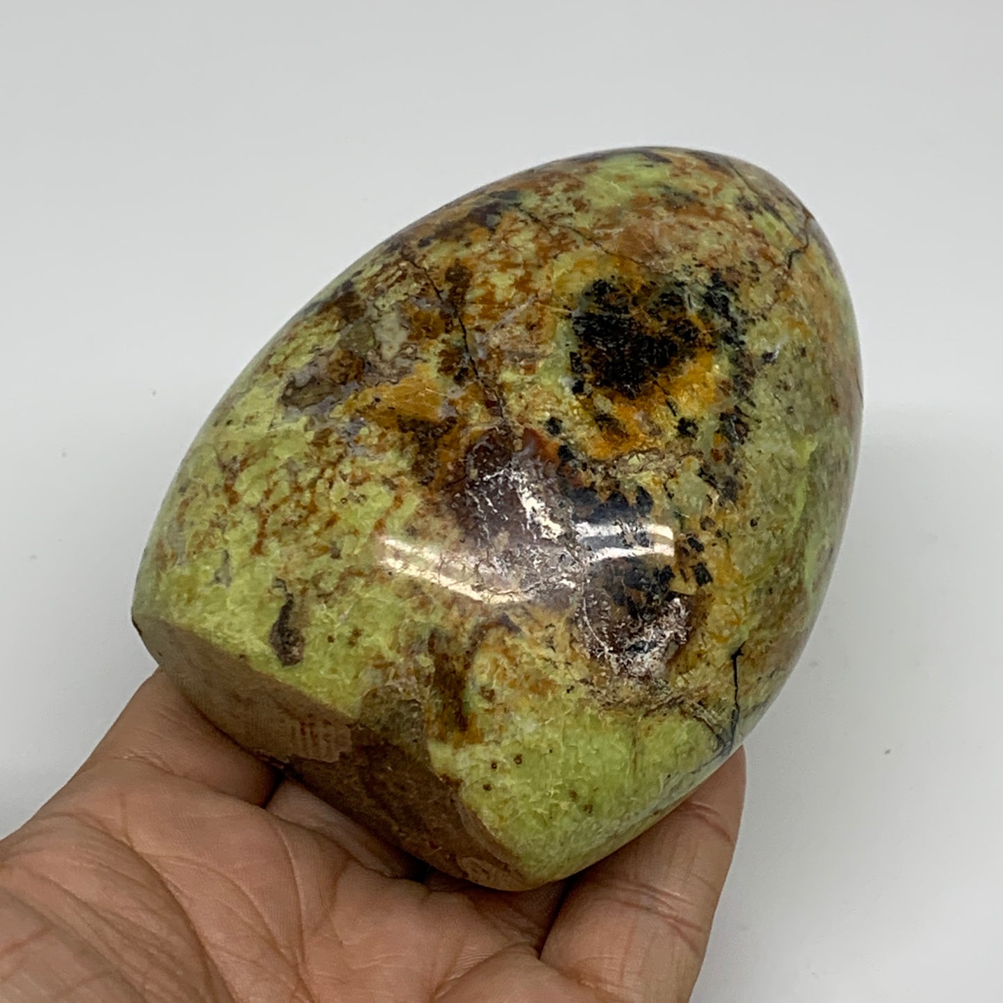 0.81 lbs, 3.7"x2.9"x.1.9", Green Opal Crystal Freeform Polished Gemstone, B34160