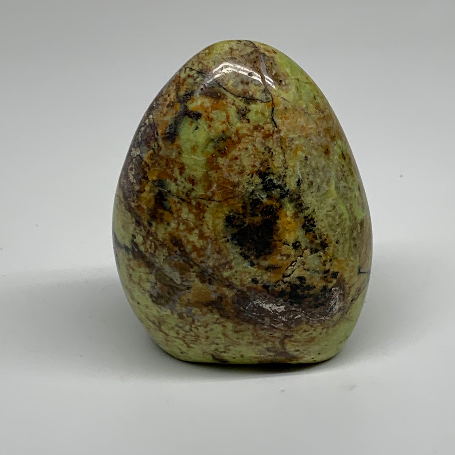 0.81 lbs, 3.7"x2.9"x.1.9", Green Opal Crystal Freeform Polished Gemstone, B34160