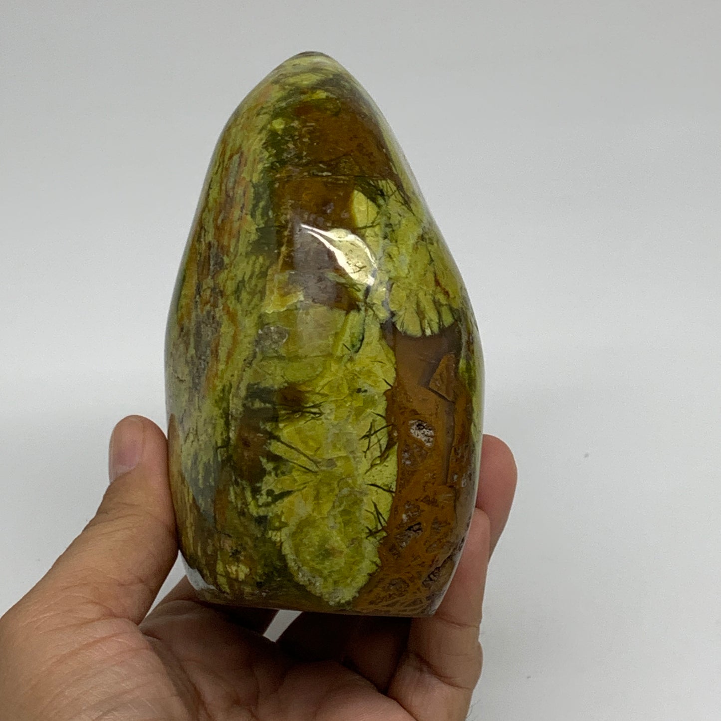 2.22 lbs, 4.4"x3.8"x.2.5", Green Opal Crystal Freeform Polished Gemstone, B34161