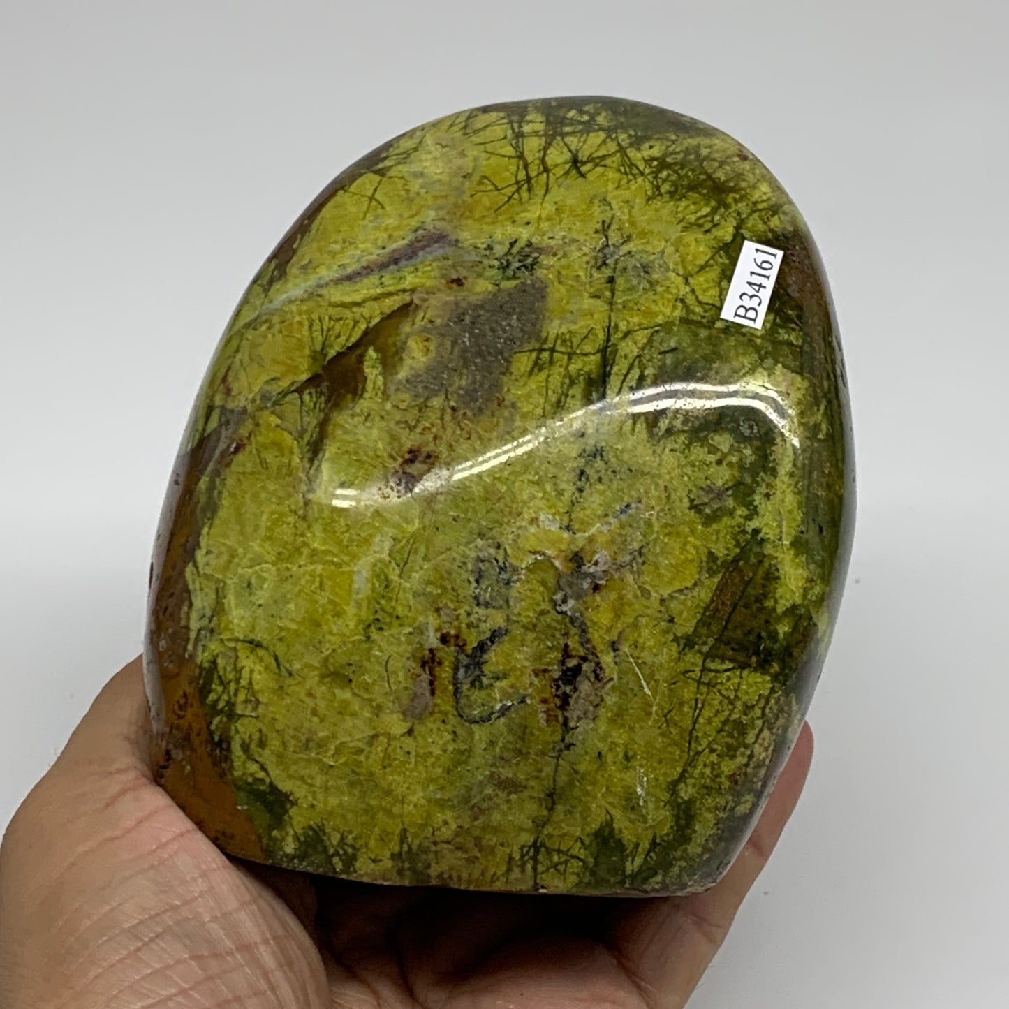2.22 lbs, 4.4"x3.8"x.2.5", Green Opal Crystal Freeform Polished Gemstone, B34161
