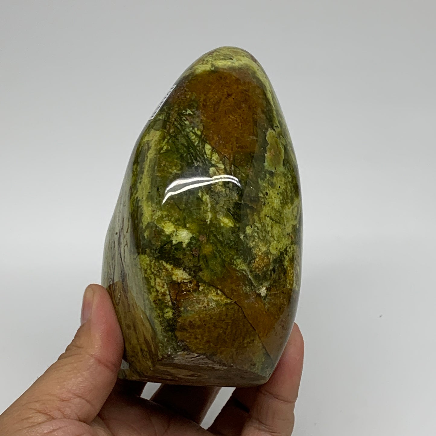 2.22 lbs, 4.4"x3.8"x.2.5", Green Opal Crystal Freeform Polished Gemstone, B34161