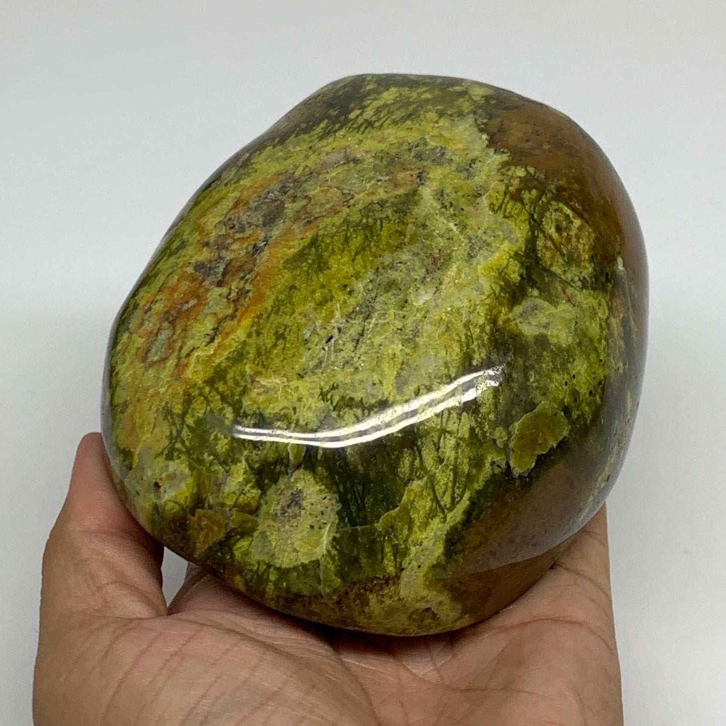 2.22 lbs, 4.4"x3.8"x.2.5", Green Opal Crystal Freeform Polished Gemstone, B34161