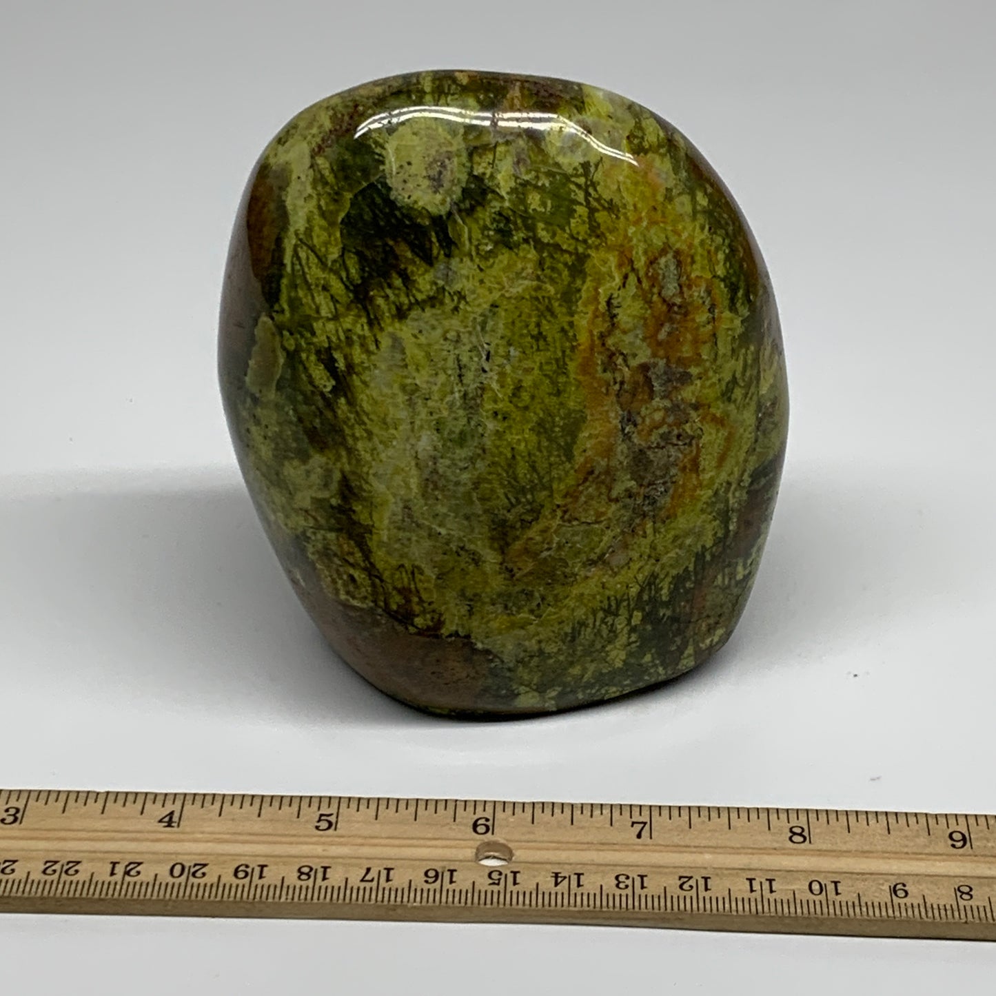 2.22 lbs, 4.4"x3.8"x.2.5", Green Opal Crystal Freeform Polished Gemstone, B34161