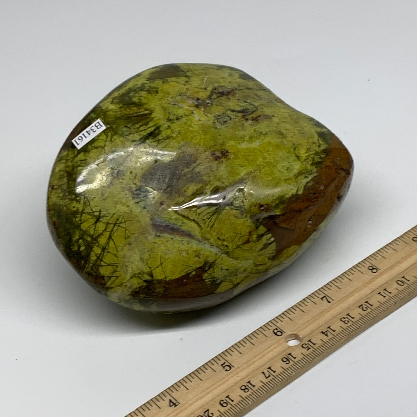 2.22 lbs, 4.4"x3.8"x.2.5", Green Opal Crystal Freeform Polished Gemstone, B34161