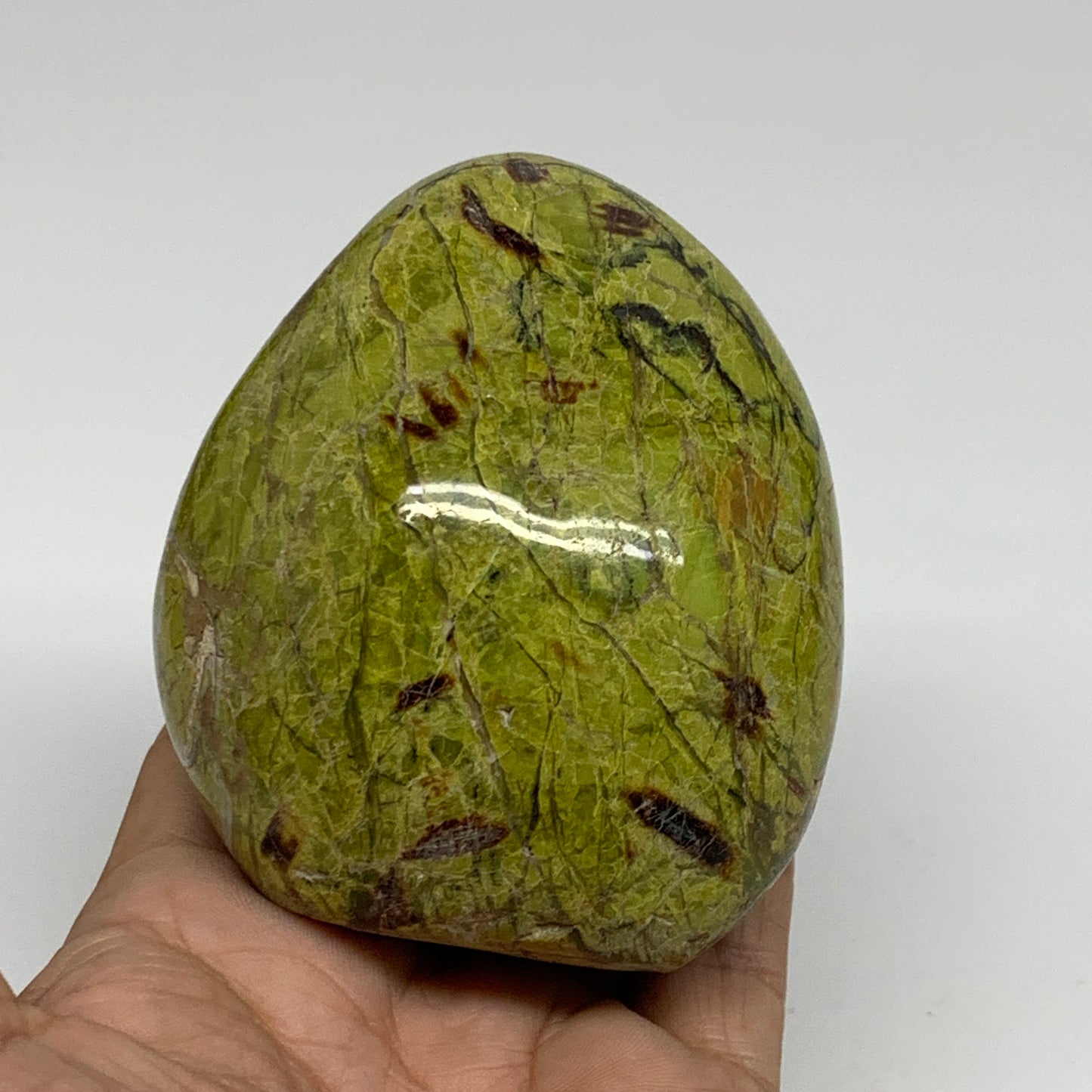 0.81 lbs, 3.2"x2.8"x.2", Green Opal Crystal Freeform Polished Gemstone, B34167