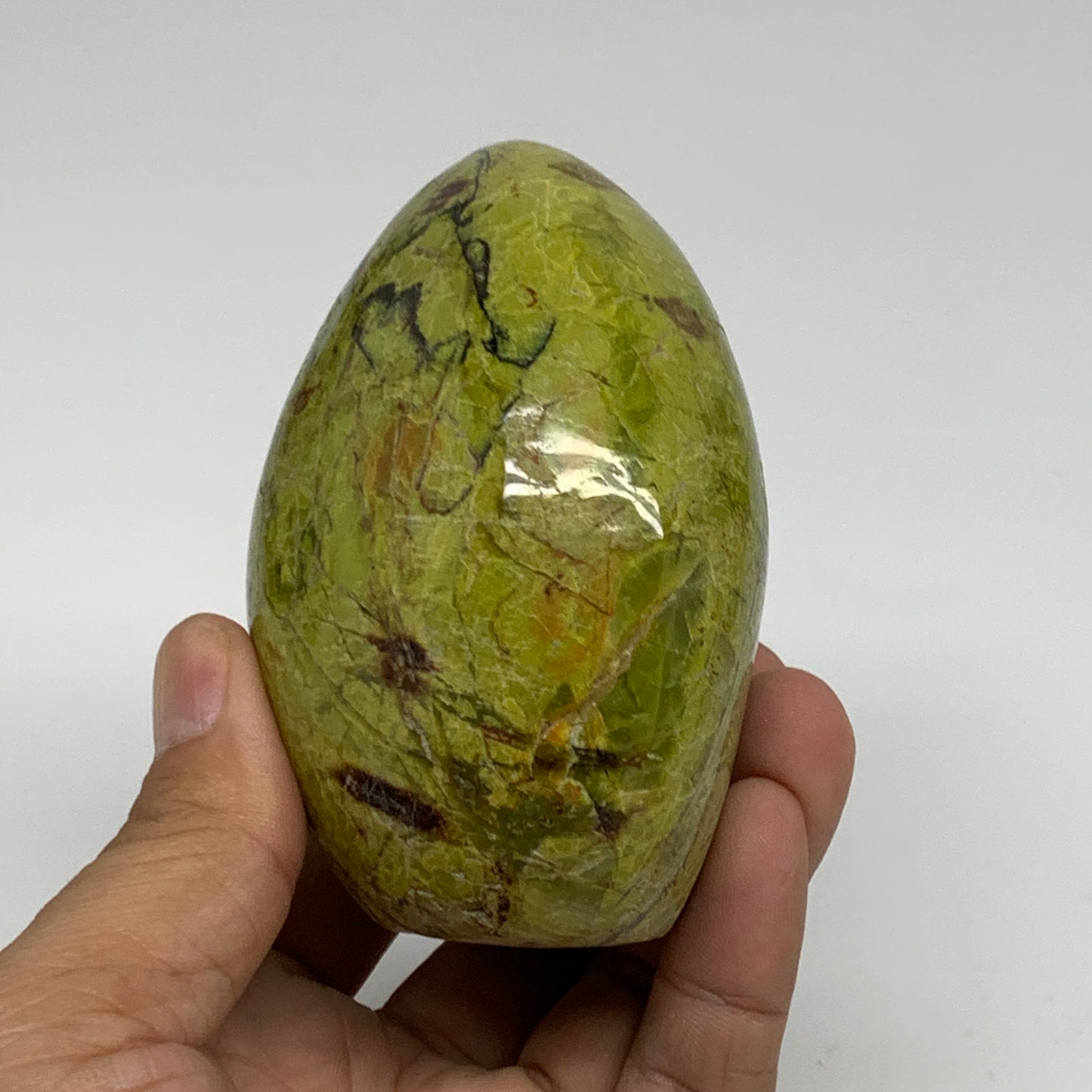 0.81 lbs, 3.2"x2.8"x.2", Green Opal Crystal Freeform Polished Gemstone, B34167