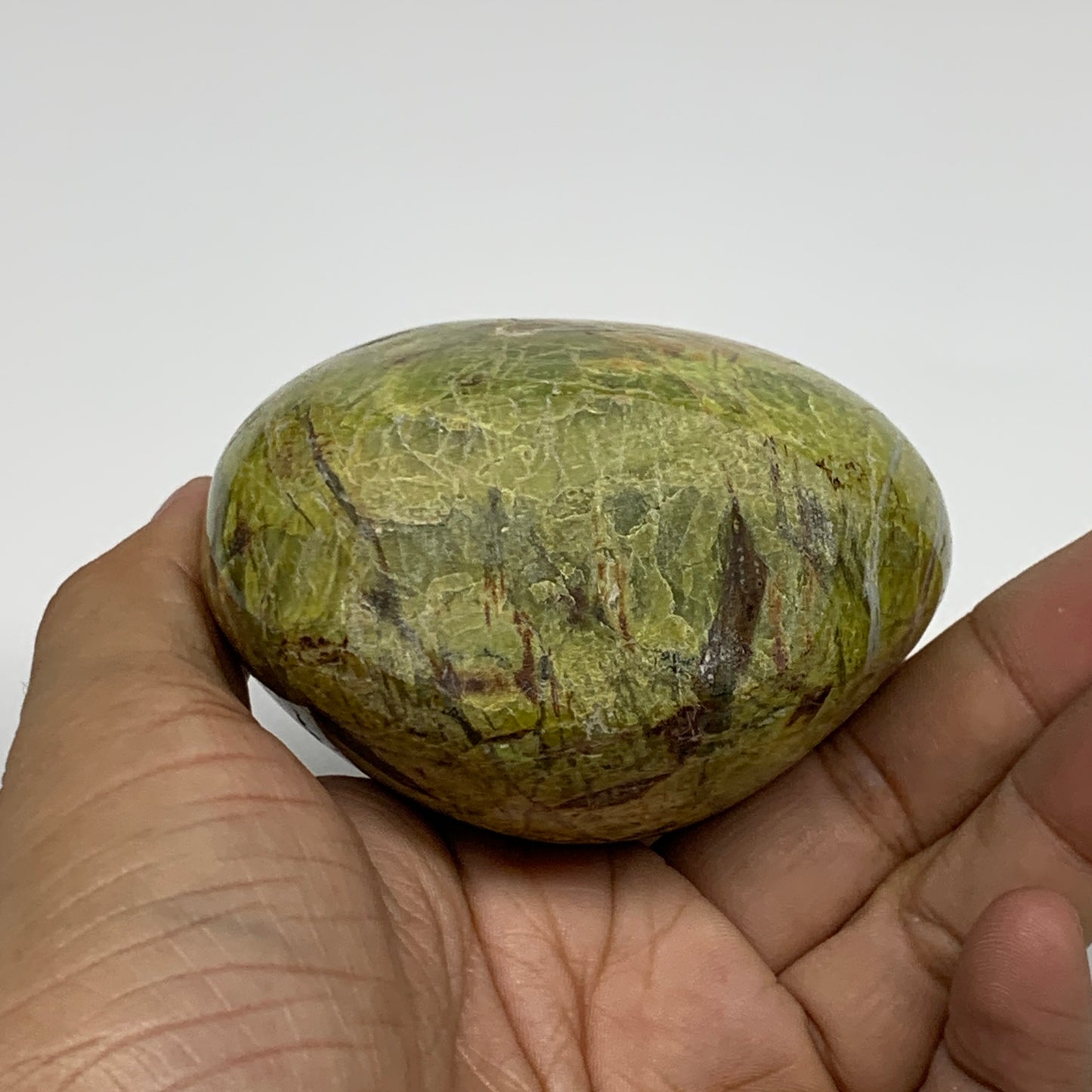 0.81 lbs, 3.2"x2.8"x.2", Green Opal Crystal Freeform Polished Gemstone, B34167