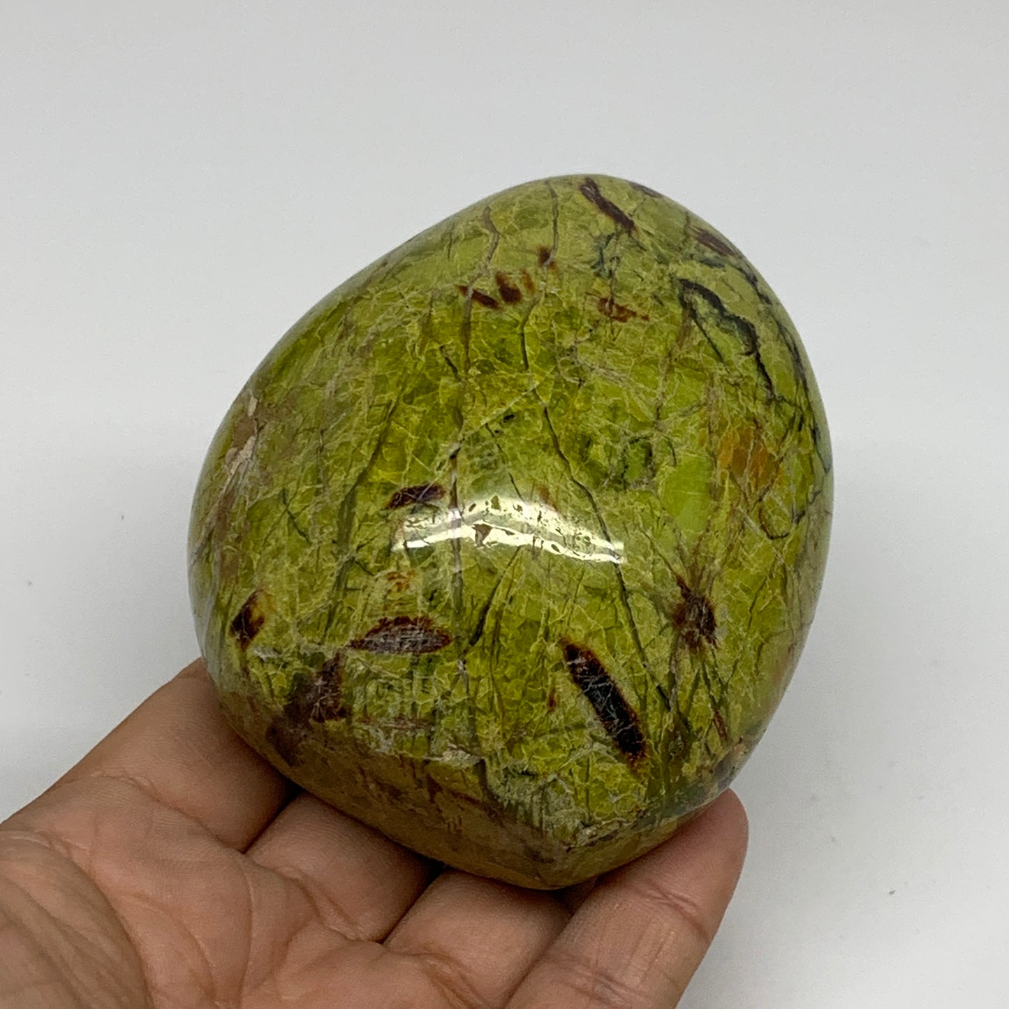 0.81 lbs, 3.2"x2.8"x.2", Green Opal Crystal Freeform Polished Gemstone, B34167