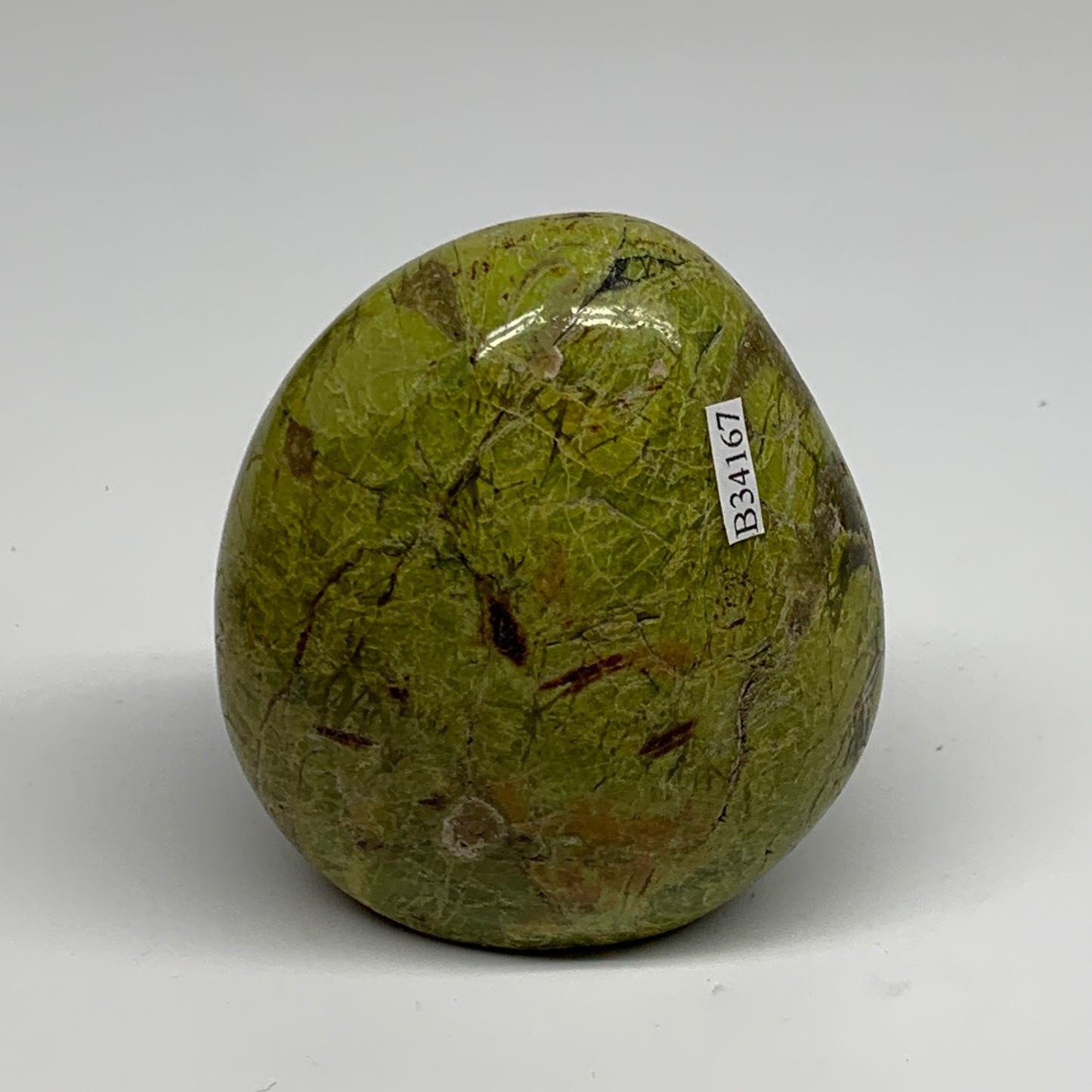 0.81 lbs, 3.2"x2.8"x.2", Green Opal Crystal Freeform Polished Gemstone, B34167