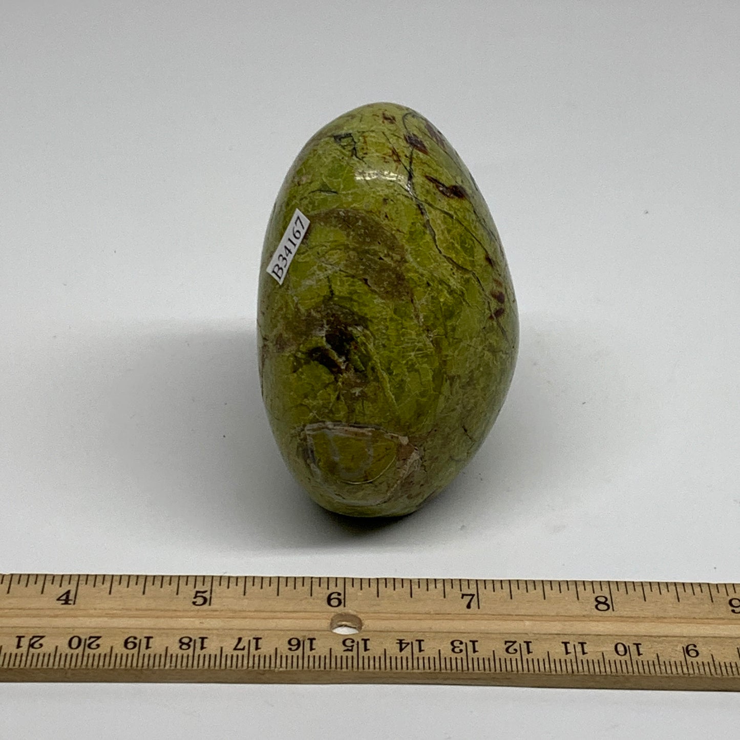 0.81 lbs, 3.2"x2.8"x.2", Green Opal Crystal Freeform Polished Gemstone, B34167