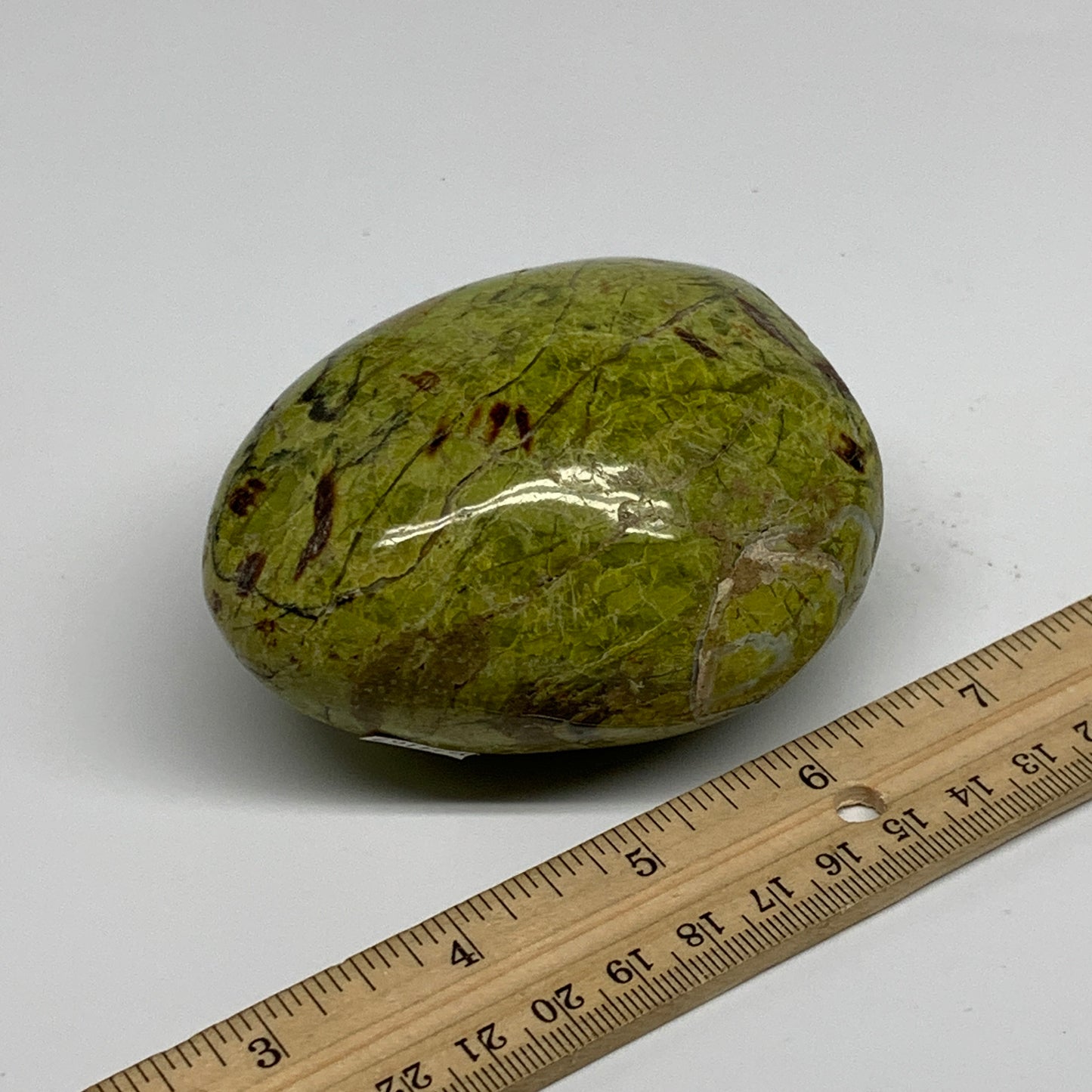 0.81 lbs, 3.2"x2.8"x.2", Green Opal Crystal Freeform Polished Gemstone, B34167