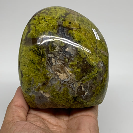 1.71 lbs, 4"x3.4"x.2.4", Green Opal Crystal Freeform Polished Gemstone, B34169