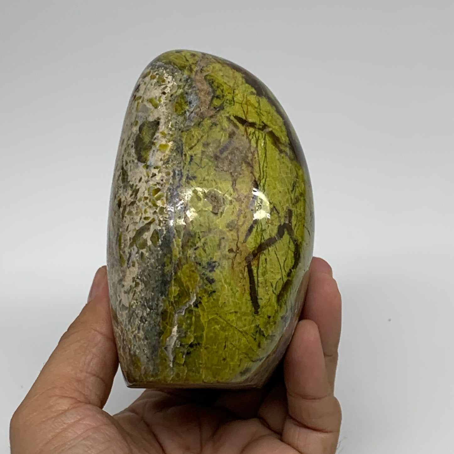 1.71 lbs, 4"x3.4"x.2.4", Green Opal Crystal Freeform Polished Gemstone, B34169