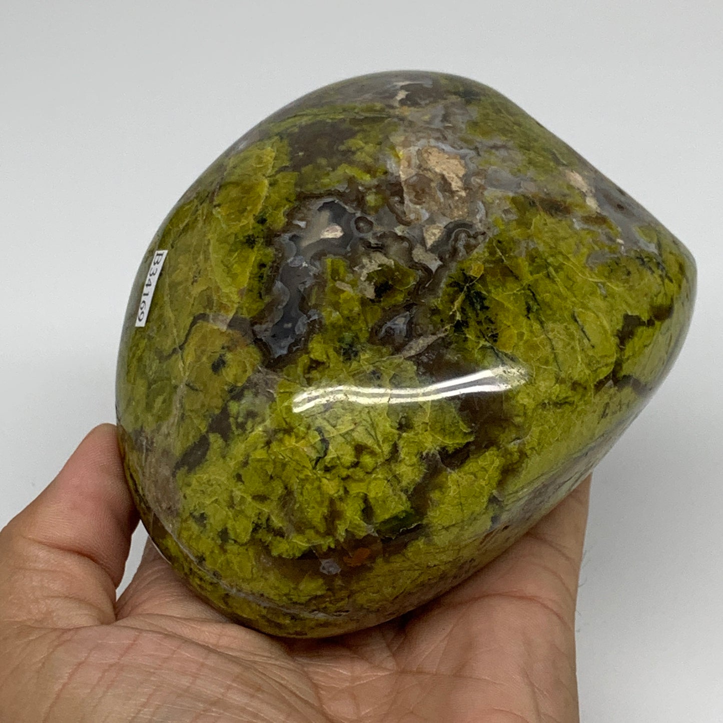 1.71 lbs, 4"x3.4"x.2.4", Green Opal Crystal Freeform Polished Gemstone, B34169