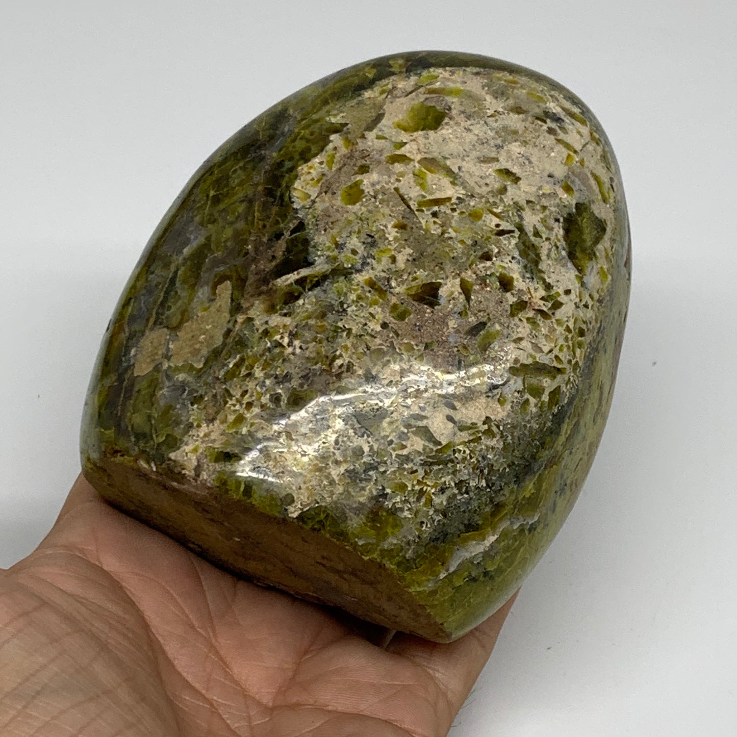 1.71 lbs, 4"x3.4"x.2.4", Green Opal Crystal Freeform Polished Gemstone, B34169