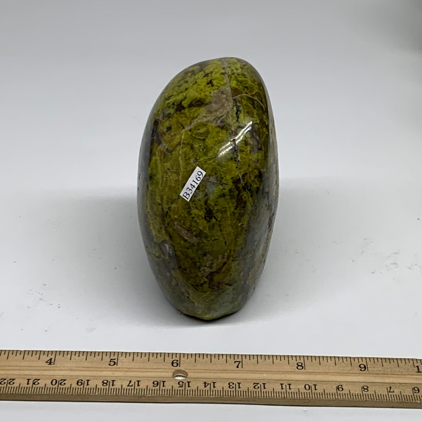 1.71 lbs, 4"x3.4"x.2.4", Green Opal Crystal Freeform Polished Gemstone, B34169