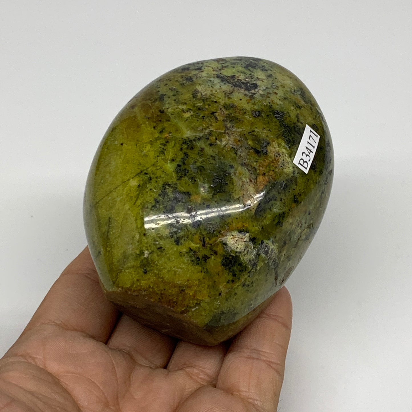 0.82 lbs, 3.1"x2.5"x.2.2", Green Opal Crystal Freeform Polished Gemstone, B34171