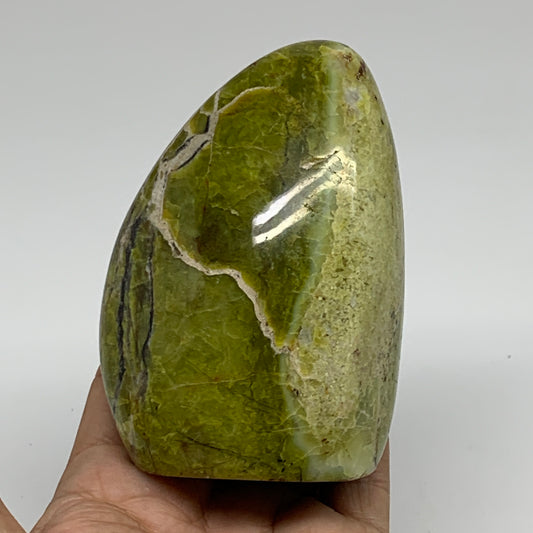 0.8 lbs, 3.9"x2.7"x.1.8", Green Opal Crystal Freeform Polished Gemstone, B34173
