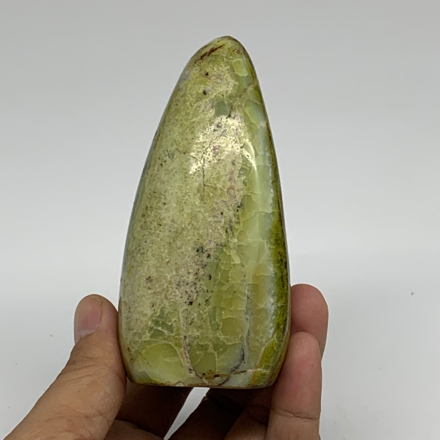 0.8 lbs, 3.9"x2.7"x.1.8", Green Opal Crystal Freeform Polished Gemstone, B34173