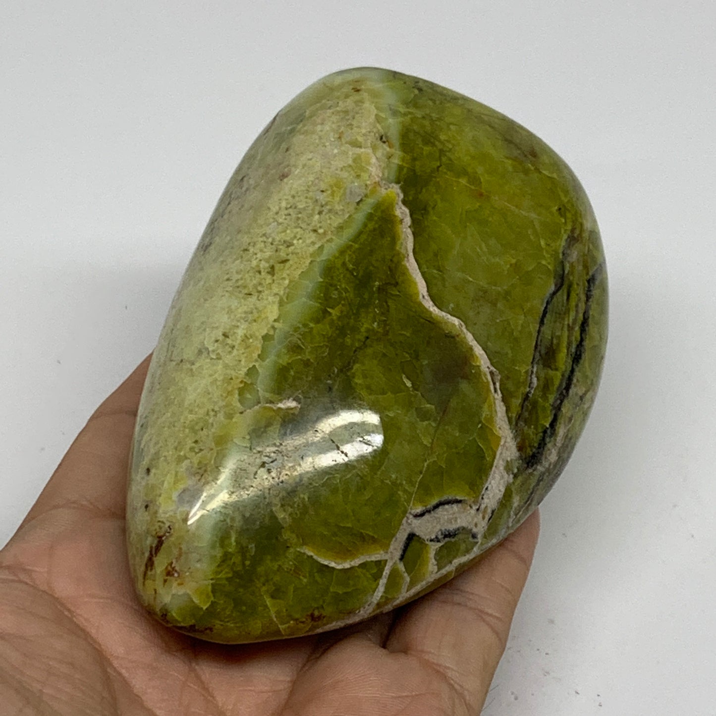 0.8 lbs, 3.9"x2.7"x.1.8", Green Opal Crystal Freeform Polished Gemstone, B34173