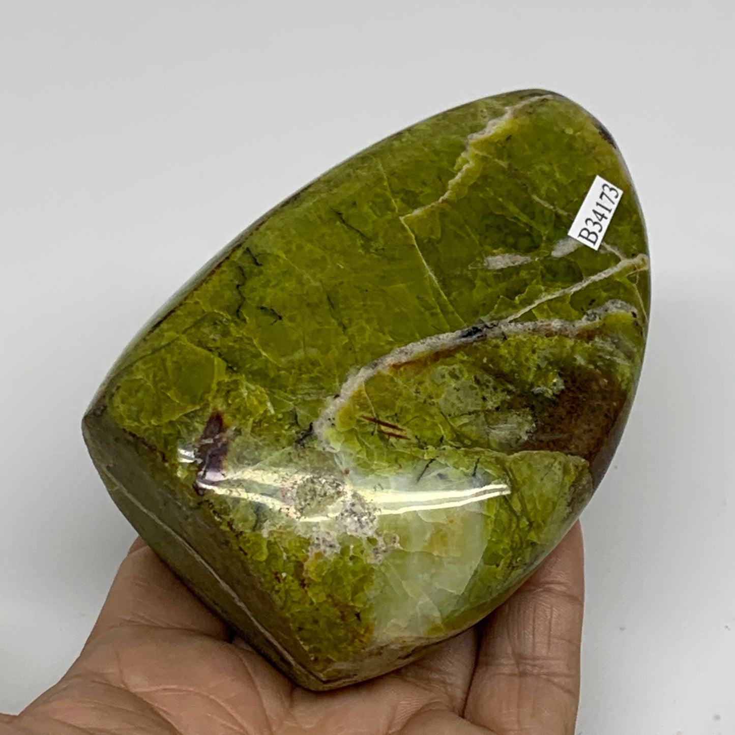 0.8 lbs, 3.9"x2.7"x.1.8", Green Opal Crystal Freeform Polished Gemstone, B34173