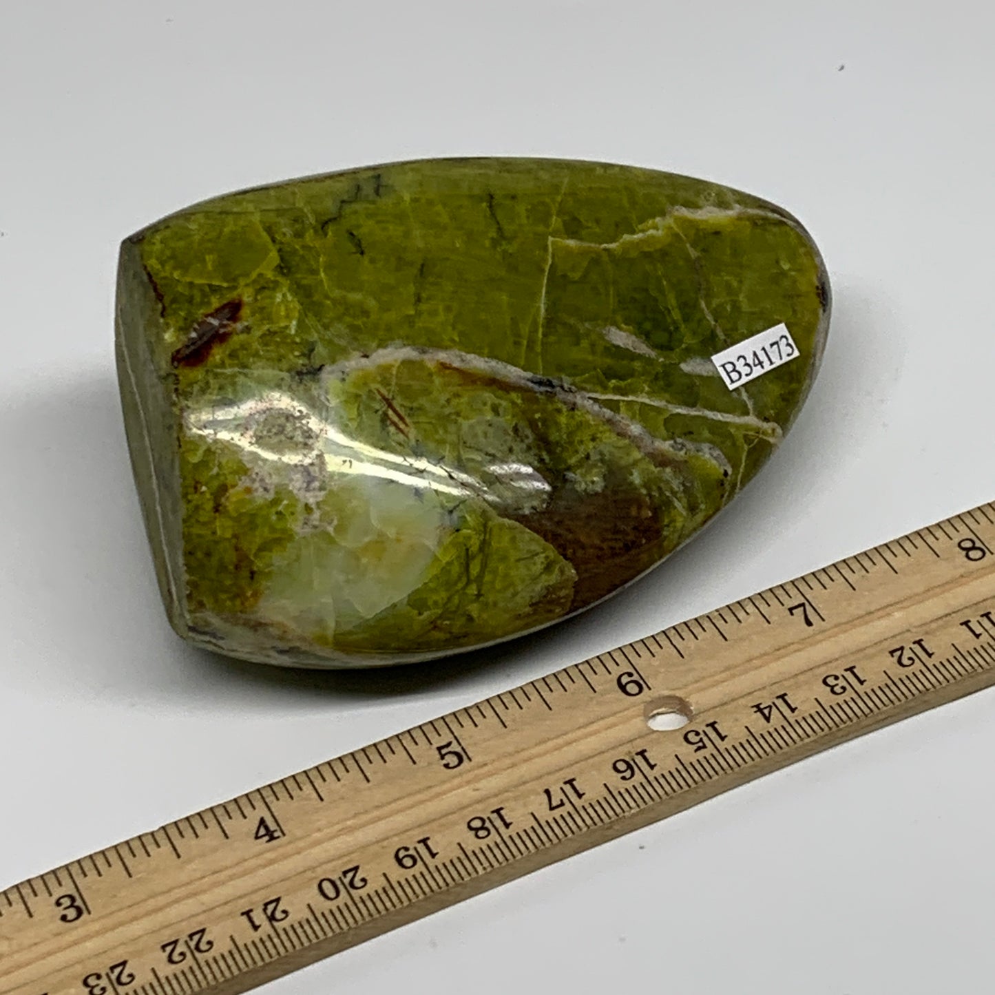 0.8 lbs, 3.9"x2.7"x.1.8", Green Opal Crystal Freeform Polished Gemstone, B34173